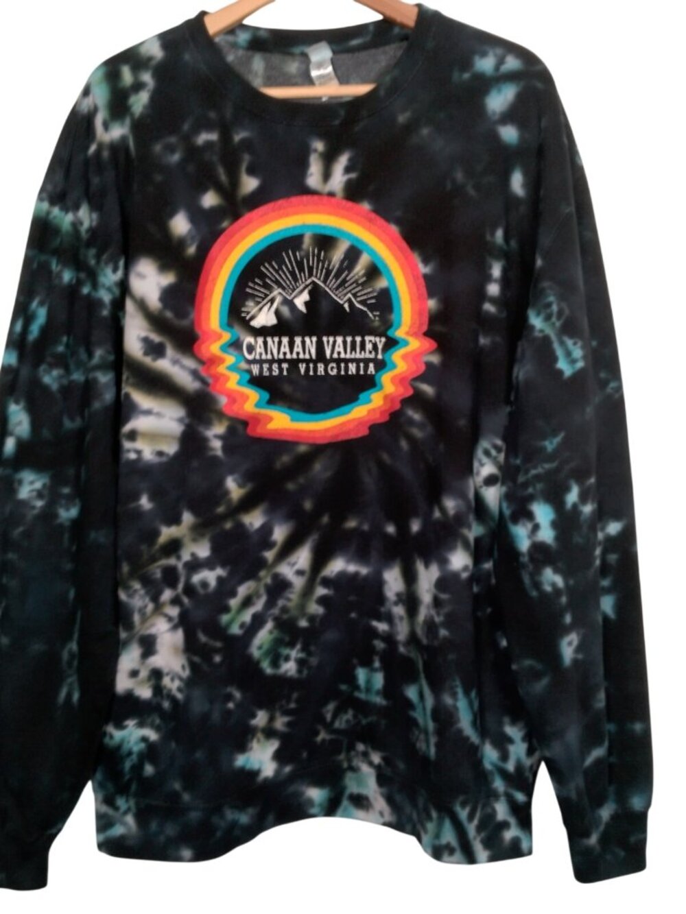 Canaan Valley West Virginia Sweatshirt XL Tie Dye Rainbow WV Mountains Nature - Picture 3 of 10